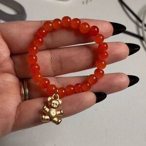 Kids Beaded Bracelet with (plastic) Golden Bear Charm | Kids Bracelet |